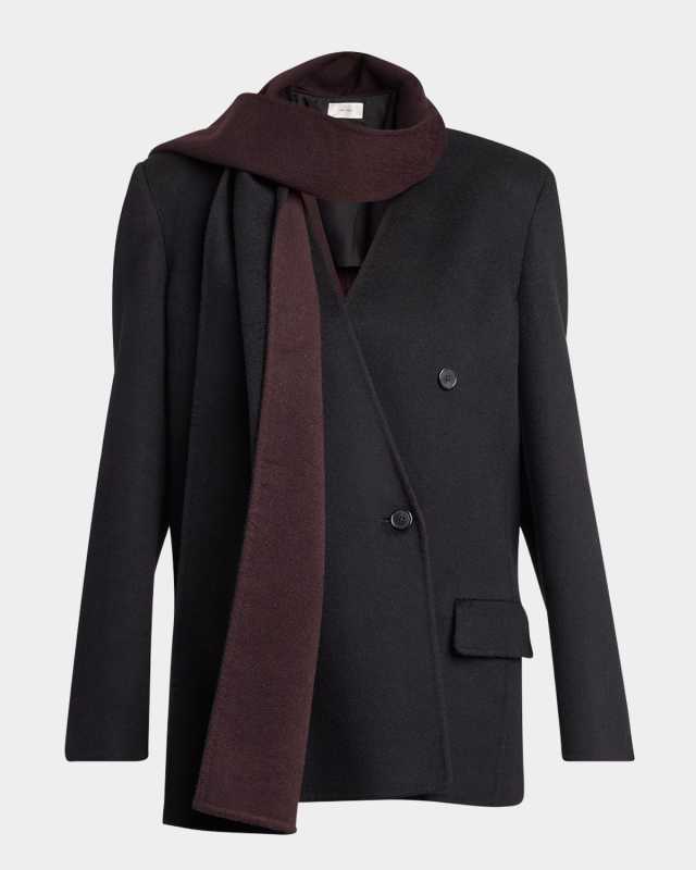 Calitra Cashmere Double-Breasted Scarf Jacket